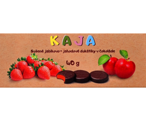 Dried apple and strawberry coins in chocolate 40 g